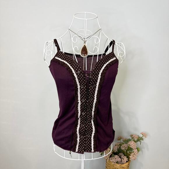 Stunning vintage y2k purple polka dot corset cami tank top - Picture 1 of 5